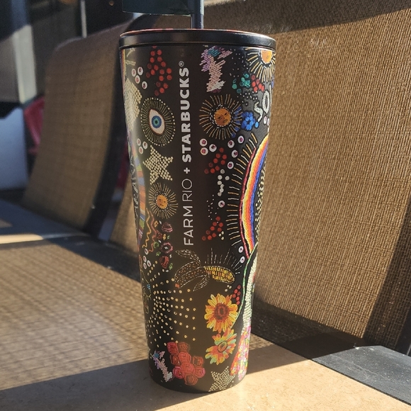 Starbucks x Farm Rio Black Floral Colorful Travel Tumbler - Picture 5 of 11